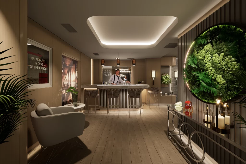 İç mimari tasarım, hotel tasarımı, otel spa sauna katı tasarımı, ahşap iç mimari tasarım, organik mimari tasarımlar, otel iç mimarisi, asma tavan tasarımı, gizli aydınlatma tasarımları Tega Mimarlık