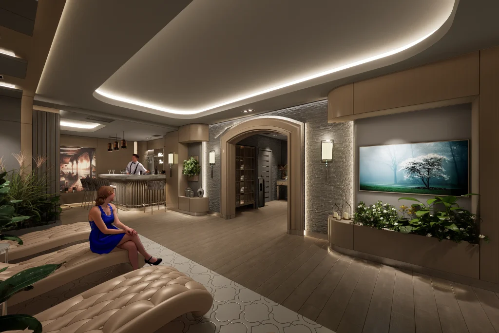 İç mimari tasarım, hotel tasarımı, otel spa sauna katı tasarımı, ahşap iç mimari tasarım, organik mimari tasarımlar, otel iç mimarisi, asma tavan tasarımı, gizli aydınlatma tasarımları, hamam tasarımları, Türk Hamamı tasarımı - Tega Mimarlık